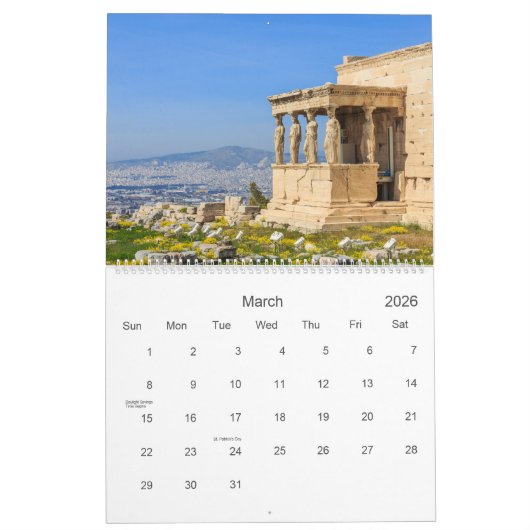 Kalender 2024 Jahr mit Foto von Athen, Griechenlan (Mär 2026)