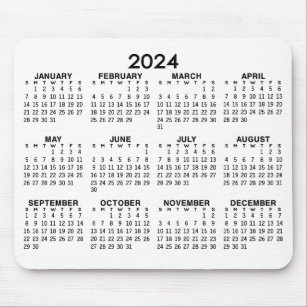 Kalender 2024 - klassisch, schwarz-weiß, einfach mousepad