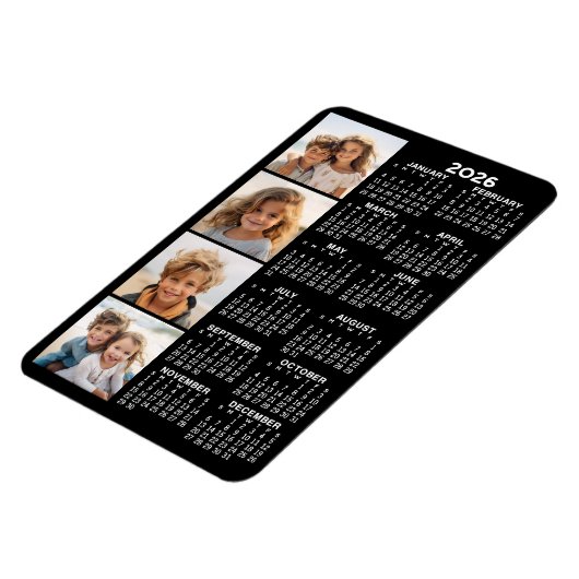 Kalender 2024 mit 4 FotoCollage - schwarz Magnet (Linke Seite)