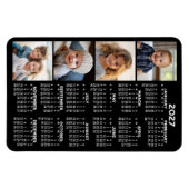 Kalender 2024 mit 4 FotoCollage - schwarz Magnet (Horizontal)