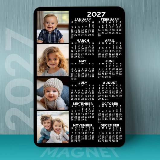 Kalender 2024 mit 4 FotoCollage - schwarz Magnet