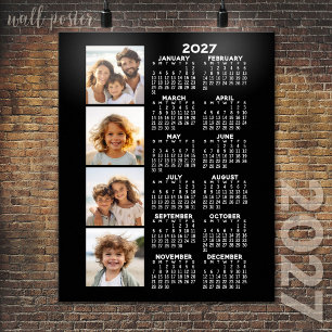 Kalender 2024 mit 4 FotoCollage - schwarz Poster