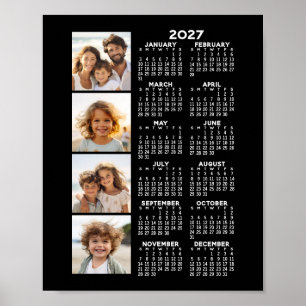 Kalender 2024 mit 4 FotoCollage - schwarz Poster