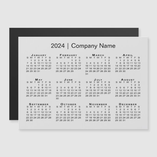Kalender 2024 mit Firmenname Gray Magnet (Vorne/Hinten)