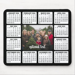 Kalender 2024 mit Foto im Zentrum Schwarz-weiß Mousepad