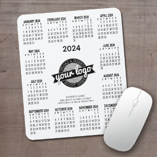 Kalender 2024 mit Logo, Kontaktinformationen Weiß Mousepad
