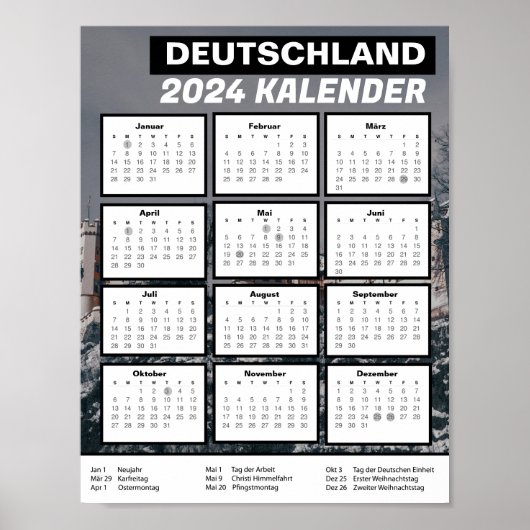 Kalender 2024 pdf zum Ausdrucken Poster (Vorne)