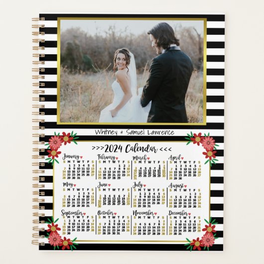 Kalender 2024 - Preppy Floral Stripes | FOTO Planer (Vorderseite)