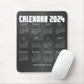 Kalender 2024 - Schwarz Mousepad (Mit Mouse)
