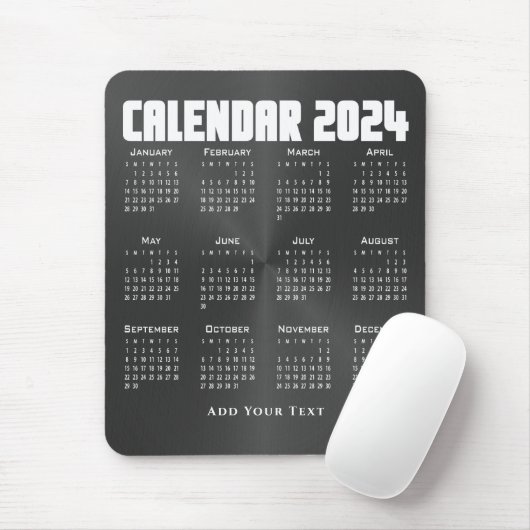 Kalender 2024 - Schwarz Mousepad (Mit Mouse)