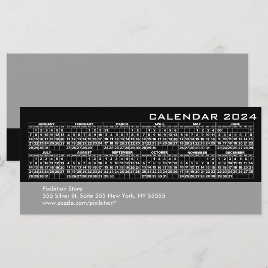 Kalender 2024 - Schwarze Visitenkarte (Vorne/Hinten)
