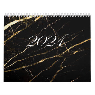 Kalender 2024 Schwarzer Marmor mit Gold