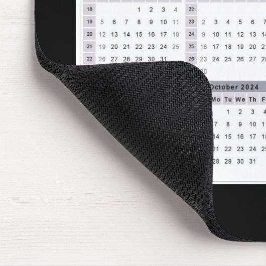 Kalender 2024 Wöchentlich Schwarz-weiß Großdruck Mousepad (Ecke)