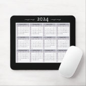 Kalender 2024 Wöchentlich Schwarz-weiß Großdruck Mousepad (Mit Mouse)