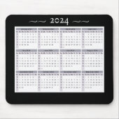 Kalender 2024 Wöchentlich Schwarz-weiß Großdruck Mousepad (Vorne)