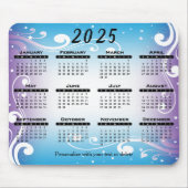 Kalender 2025 Blau und Lila - Jahr Mousepad (Vorne)