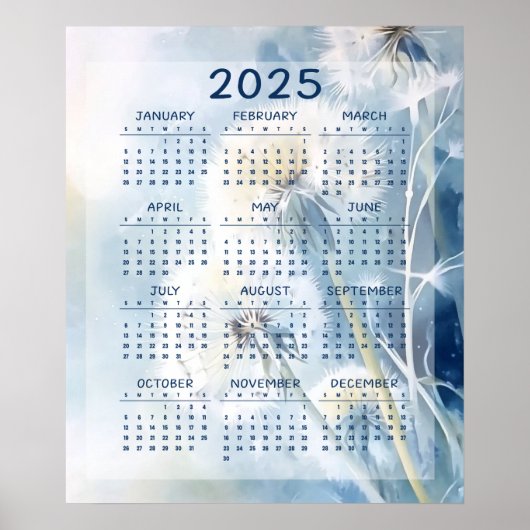 Kalender 2025 Blume der Löwenzahn Poster (Vorne)