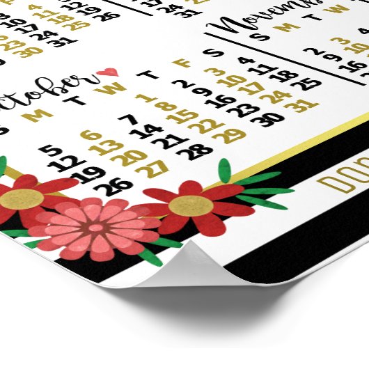 Kalender 2025 - Blumenmuster | Eigener Text Poster (Ecke)