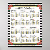 Kalender 2025 - Blumenmuster | Eigener Text Poster (Vorne)