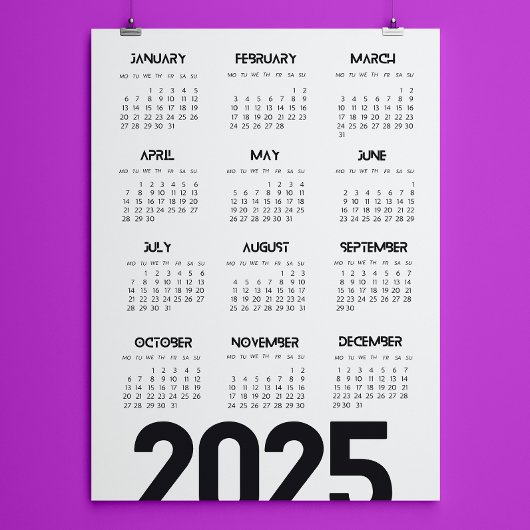 Kalender 2025 - elegant weiß magneteinladung