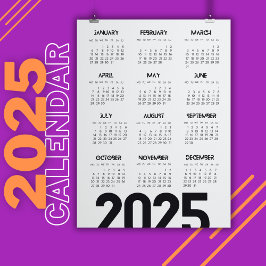 Kalender 2025 - elegant weiß magneteinladung