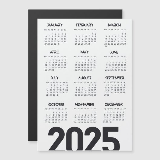 Kalender 2025 - elegant weiß magneteinladung (Vorne/Hinten)