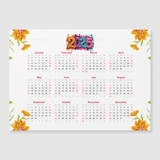 Kalender 2025 für die Volljahresperiode - Basissze Magneteinladung (Vorderseite)
