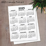 Kalender 2025 für die Volljahresperiode - Basissze Postkarte<br><div class="desc">Ein einfacher Kalender 2025 in Schwarz und Weiß. Eine Standardsuche nach Ihrem Zuhause-Büro oder Schulfach. Ein einfaches volles Jahr auf einen Blick Kalender zu verwenden das ganze Jahr lang.</div>