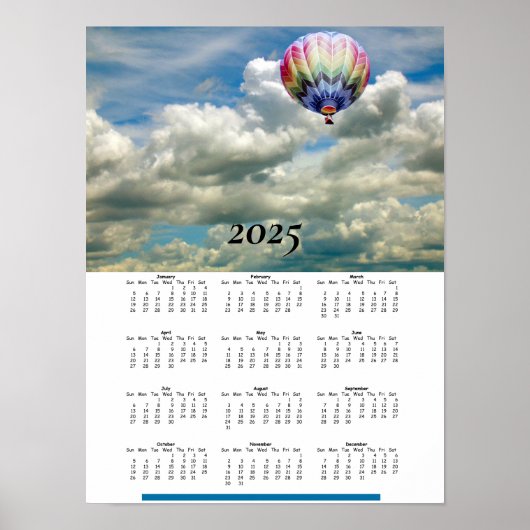 Kalender 2025 - Heißluftballon in Wolken Poster (Vorne)