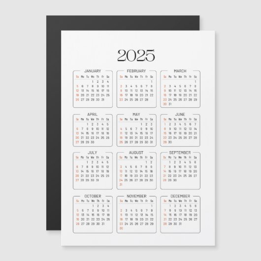 Kalender 2025 magnetkarte (Vorne/Hinten)