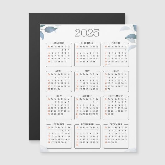 Kalender 2025 magnetkarte (Vorne/Hinten)