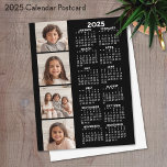 Kalender 2025 mit 4 Fotomaterial Postkarte<br><div class="desc">Eine 4-Foto-Collage mit einem Kalender. Ein lustiger Gegenstand für das neue Jahr. Fügen Sie diesem Design 4 quadratische Fotos hinzu. Mit etwas Arbeit können Sie die Hintergrundfarbe und die Kalenderfarbe ändern,  wenn Sie auf die Option Anpassen klicken und verschiedene Farben auswählen.</div>