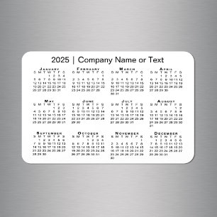 Kalender 2025 mit benutzerdefiniertem Text weiß Magnet
