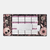 Kalender 2025 mit Blume und Skullen Schreibtischunterlage (Tastatur & Maus)