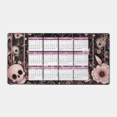 Kalender 2025 mit Blume und Skullen Schreibtischunterlage (Vorderseite)