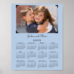 Kalender 2025 mit Ihrem Foto und Name Light Blue Poster