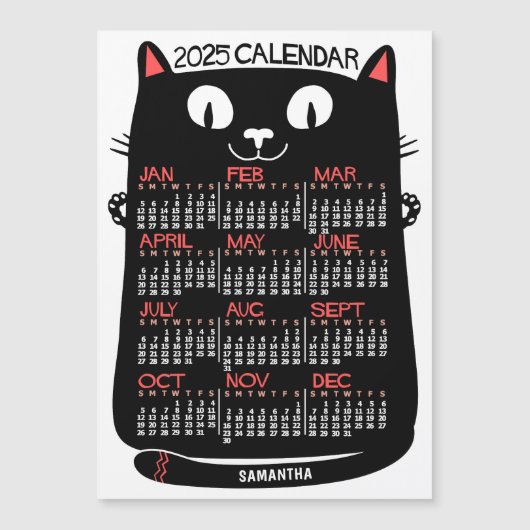 Kalender 2025 Mittelalter Schwarzer Katzenmagnet Magnetkarte (Vorderseite)