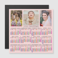 Kalender 2025 Niedlich Pink-Familienfoto-Collage
