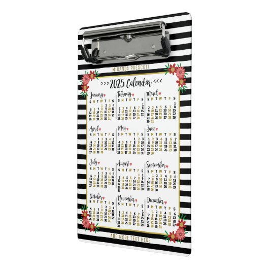Kalender 2025 Niedliche Streifen | Custom Mini Klemmbrett (Gewinkelt2)