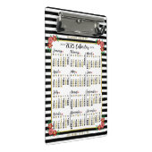 Kalender 2025 Niedliche Streifen | Custom Mini Klemmbrett (Schrägansicht)