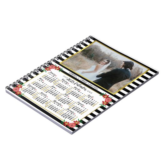 Kalender 2025 - Preppy Floral Stripes | Foto Notizblock (Linke Seite)