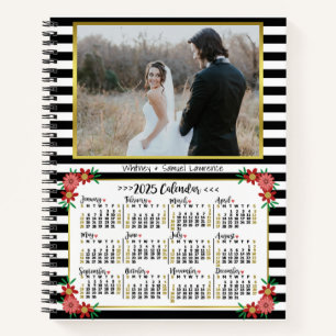 Kalender 2025 - Preppy Floral Stripes   Foto Notizblock