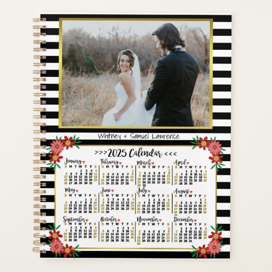 Kalender 2025 - Preppy Floral Stripes | Foto Planer (Vorderseite)