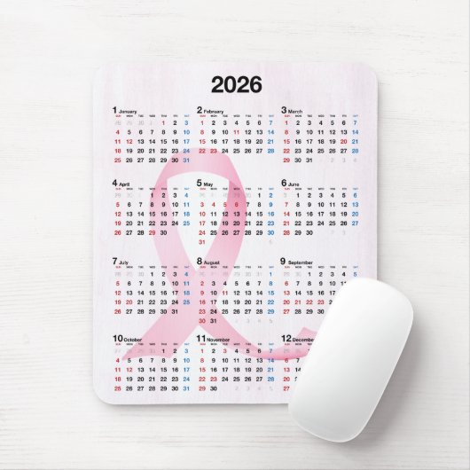 Kalender 2025 - Rosa Schleife Mousepad (Mit Mouse)