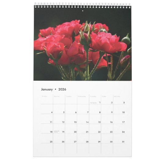 Kalender 2025 - Rote Blume (Jan 2026)