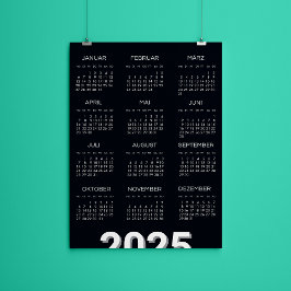 Kalender 2025 Schwarz/Weiß Einladung