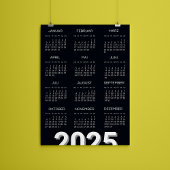 Kalender 2025 Schwarz/Weiß Magneteinladung