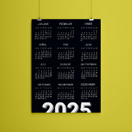 Kalender 2025 Schwarz/Weiß Magneteinladung