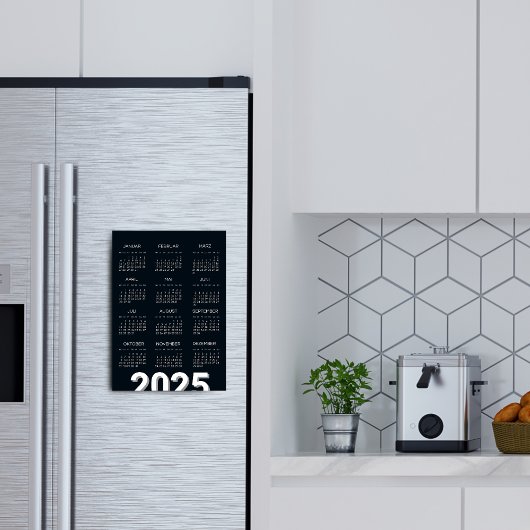 Kalender 2025 Schwarz/Weiß Magneteinladung