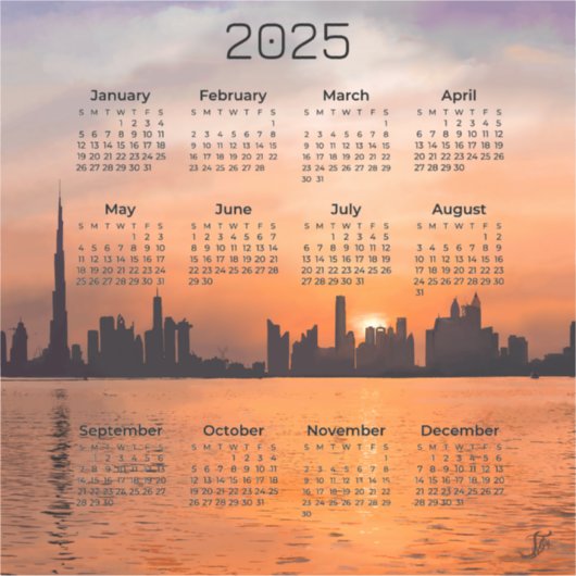 Kalender 2025 - Sonnenuntergang über einer Küstens Aufkleber (Vorderseite)